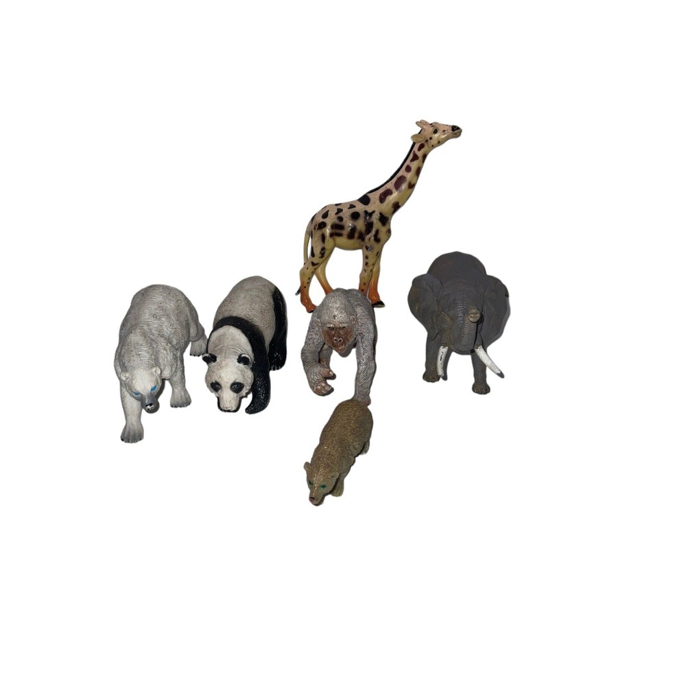 Lot Of 6 Hard Plastic Toy Jungle‎ Animals